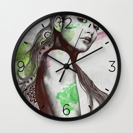 Cleansing Undertones: Acid Green | zentangle nude sexy girl portrait Wall Clock | Zentangle, Nakedwoman, Womansketch, Expressive, Longhair, Geometric, Nudegirl, Nudewoman, Pinup, Mandala 