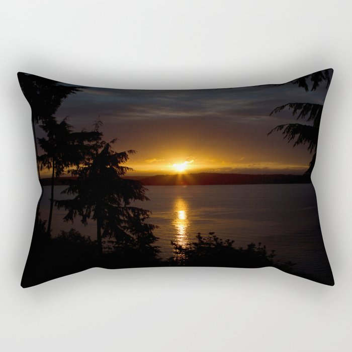 Puget Sound Sunset Rectangular Pillow