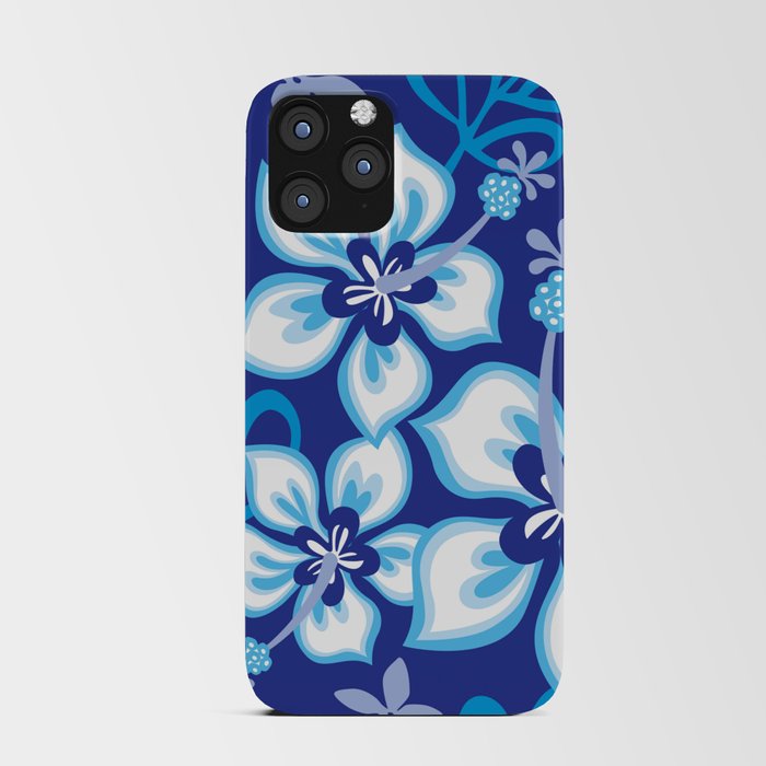Blue & White Aloha Hawaiian Hibiscus Flower Bloom Pattern iPhone Card Case