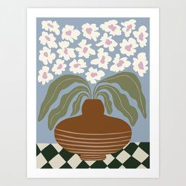 Retro clay and flower Art Print