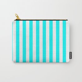 Vertical Stripes (Aqua Cyan/White) Carry-All Pouch