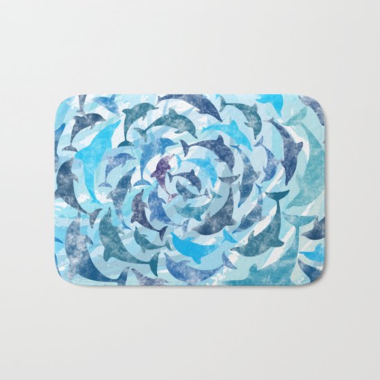Water color dolphins Bath Mat
