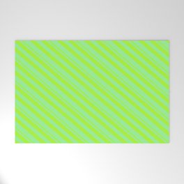 [ Thumbnail: Light Green and Green Colored Stripes/Lines Pattern Welcome Mat ]