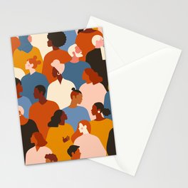 Diverse group of stylish people standing together. Stationery Card