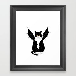 Halloween Bat Cat Framed Art Print