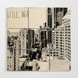 Seattle, Washington bw  Wood Wall Art