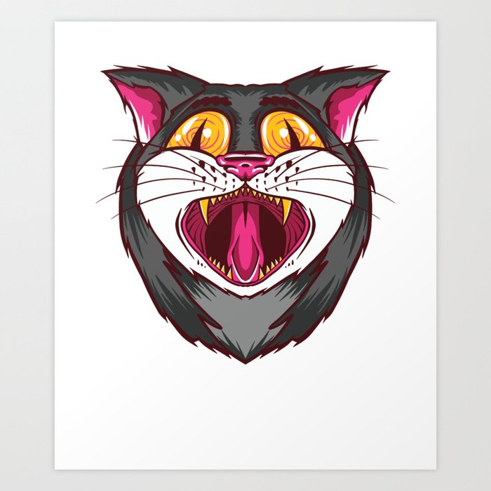 Yawning psychedelic cat - on LSD and ecstasy Art Print