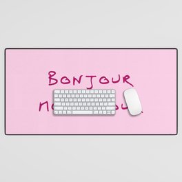 Bonjour mon amour - 1 pink Desk Mat