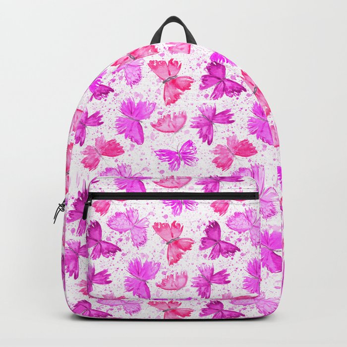 Watercolor Pink Butterflies 3. Backpack