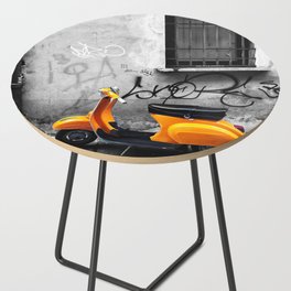 Orange Vespa in Bologna Black and White Photography Side Table