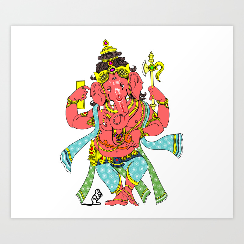 Ganesh Ganesha The Hindu Deity Traditional Painting Art Print By