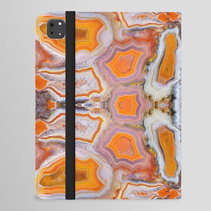 AgateMash (kaleidoscopic mosaic of gorgeous orange, white, pink and purple agate geodes) iPad Folio Case
