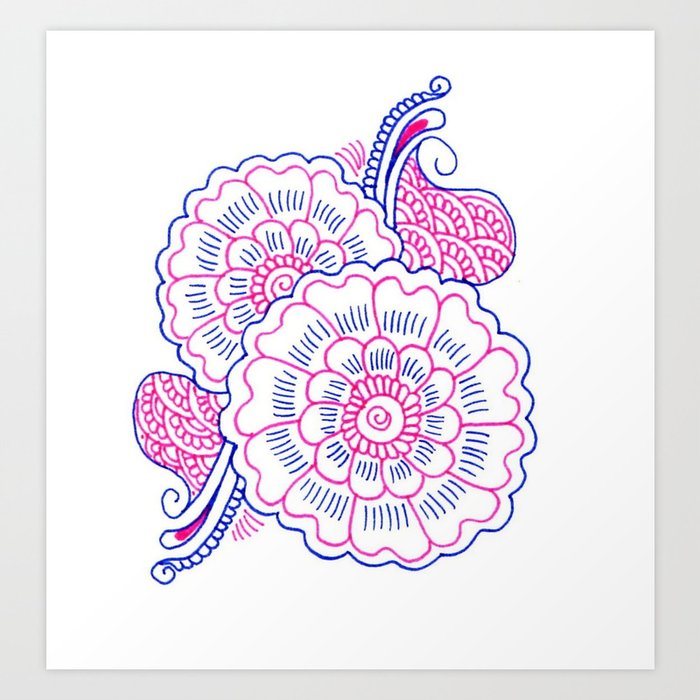 Pink and Blue Art Print