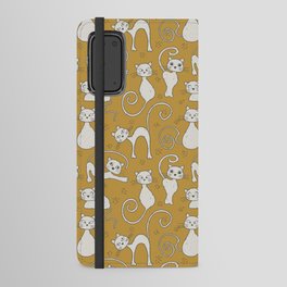Mustard yellow and off-white cat pattern Android Wallet Case