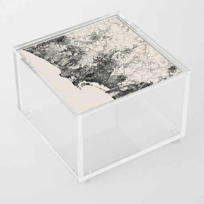 USA, San Diego - Black & White City Map Acrylic Box