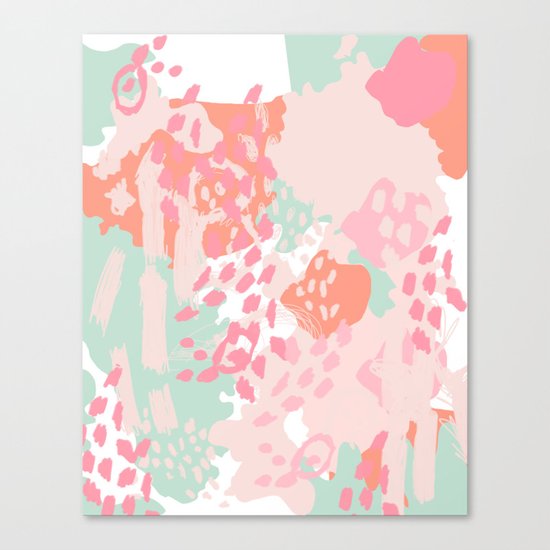 Billie - abstract gender neutral trendy painting soft colors bright happy nursery baby art Canvas Print
