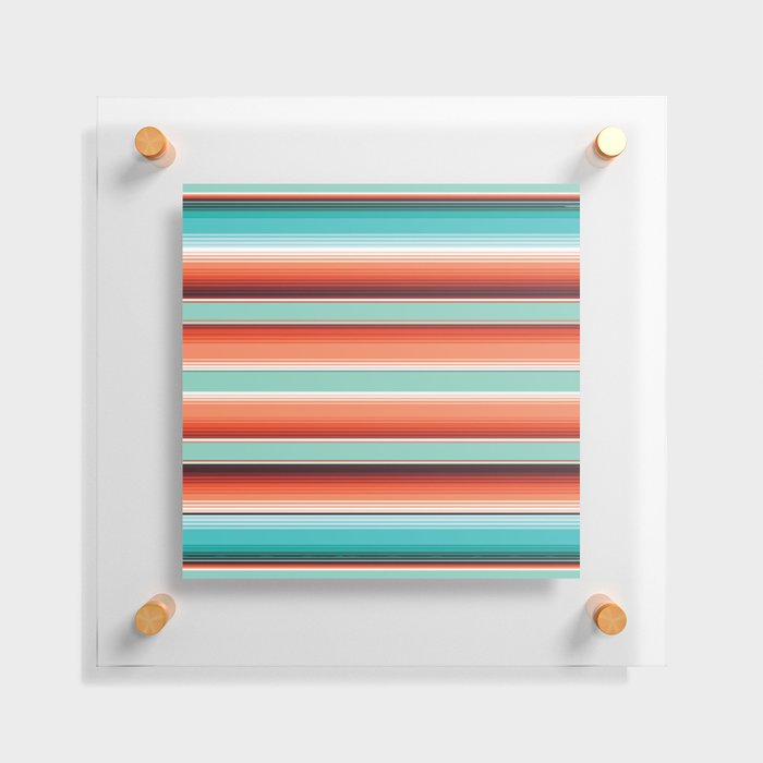Aqua Orange Mexican stripe blanket Serape Saltillo  Floating Acrylic Print