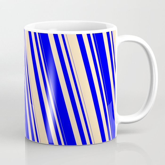 Blue & Beige Colored Striped Pattern Coffee Mug