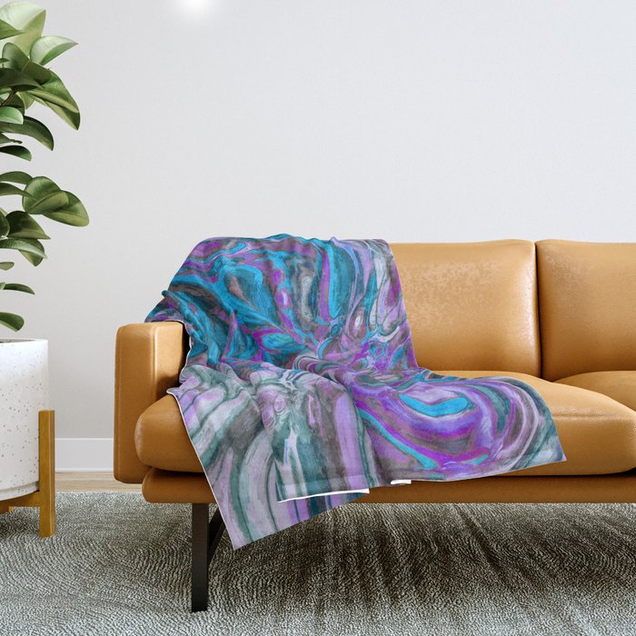 Psychedelic Artwork In Blue And Purple Throw Blanket
