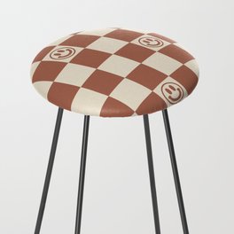 Smiley Face & Checkerboard (Milk Chocolate Colors) Counter Stool