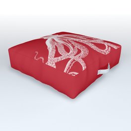 Octopus | Vintage Octopus | Tentacles | Red and White | Outdoor Floor Cushion