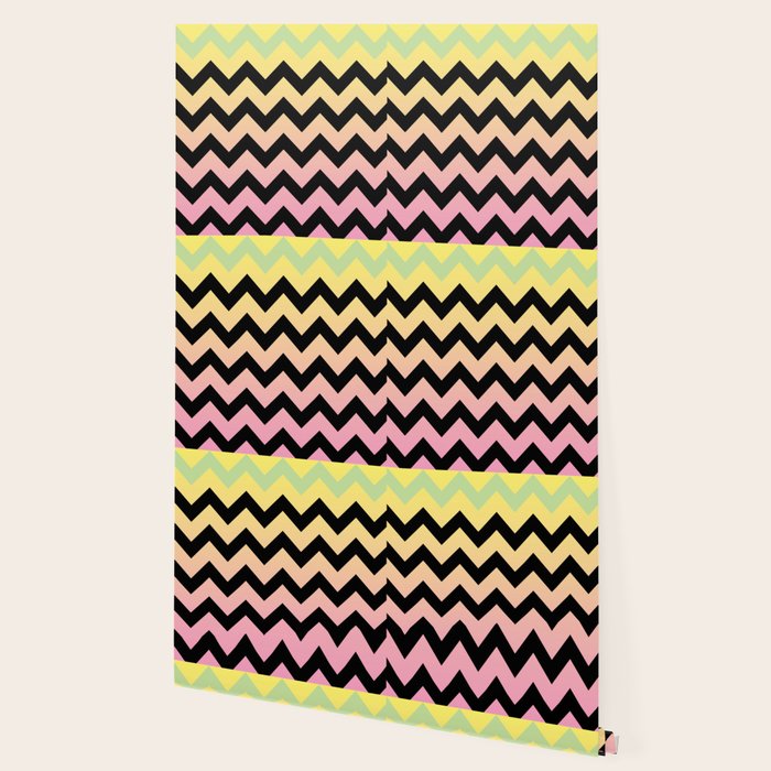 Yellow And Pink Chevron Wallpaper By Artbyjodlana Society6