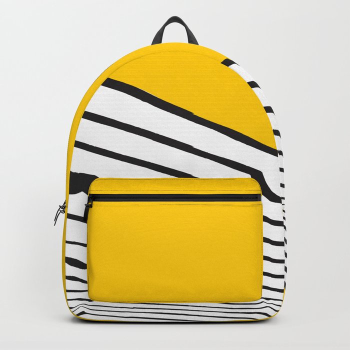 Minimal geometric yellow black modern Backpack