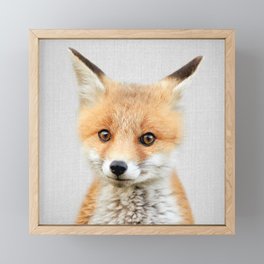 Baby Fox - Colorful Framed Mini Art Print