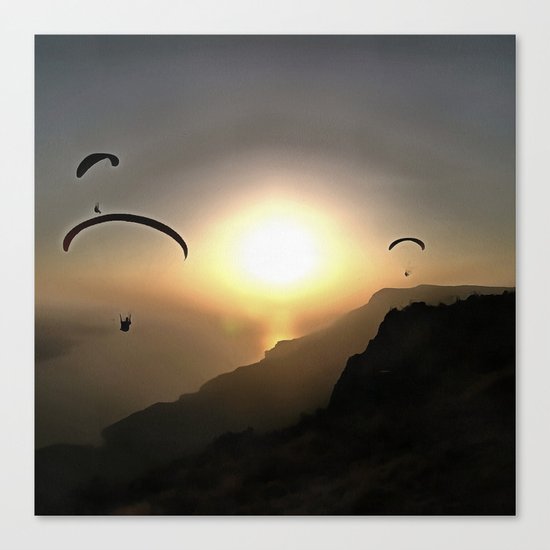 Paragliders Flying Without Wings Canvas Print