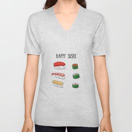 Happy Sushi V Neck T Shirt