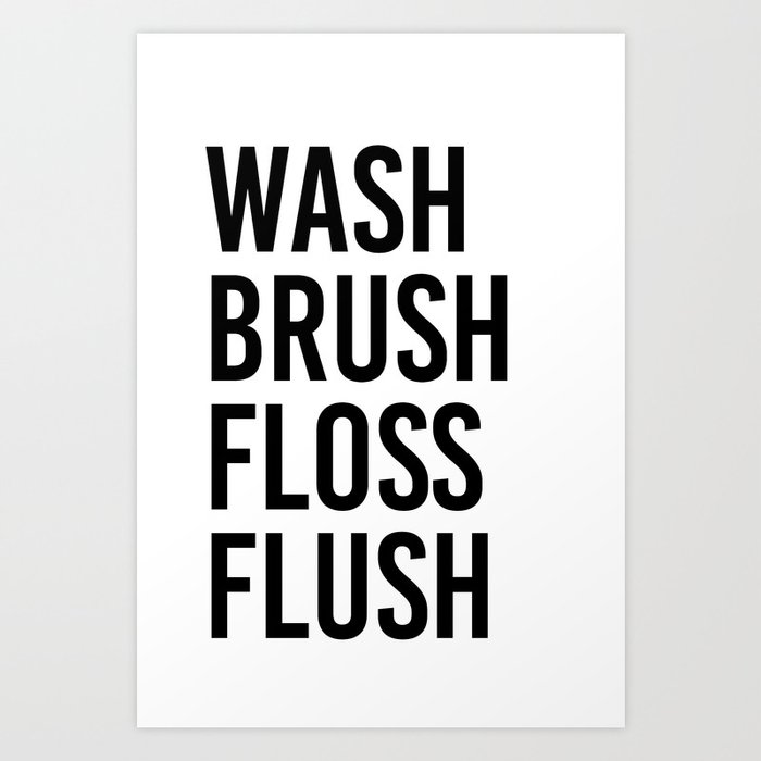 WASH-BRUSH-FLOSS WALL ART/DECAL QUOTE STICKER BATHROOM RULES BATHROOM!!!!