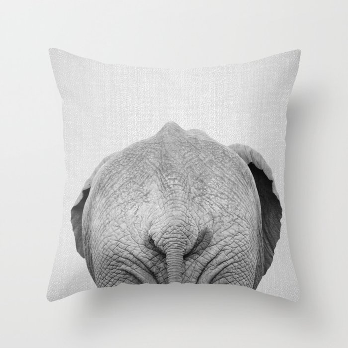 Elephant Tail - Black & White Throw Pillow