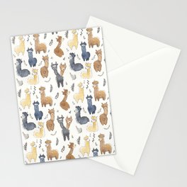 Cute Alpacas Illustration Pattern Stationery Card