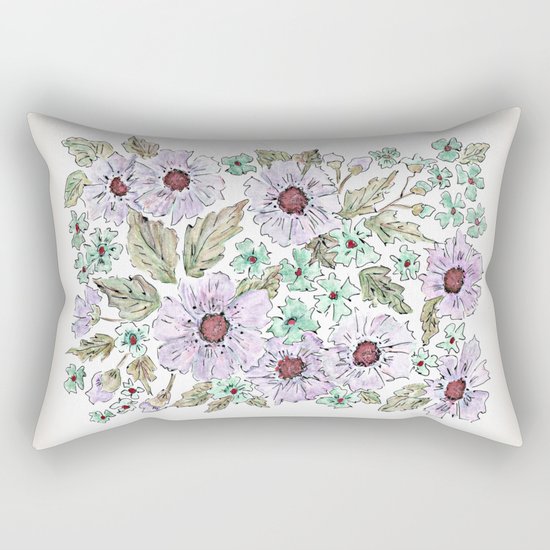Colorful floral pattern . Beige background . Rectangular Pillow