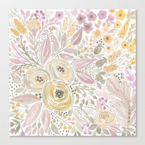 Watercolor . Flower meadow . 1 Canvas Print