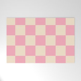 Pink Blush Checkerboard Welcome Mat