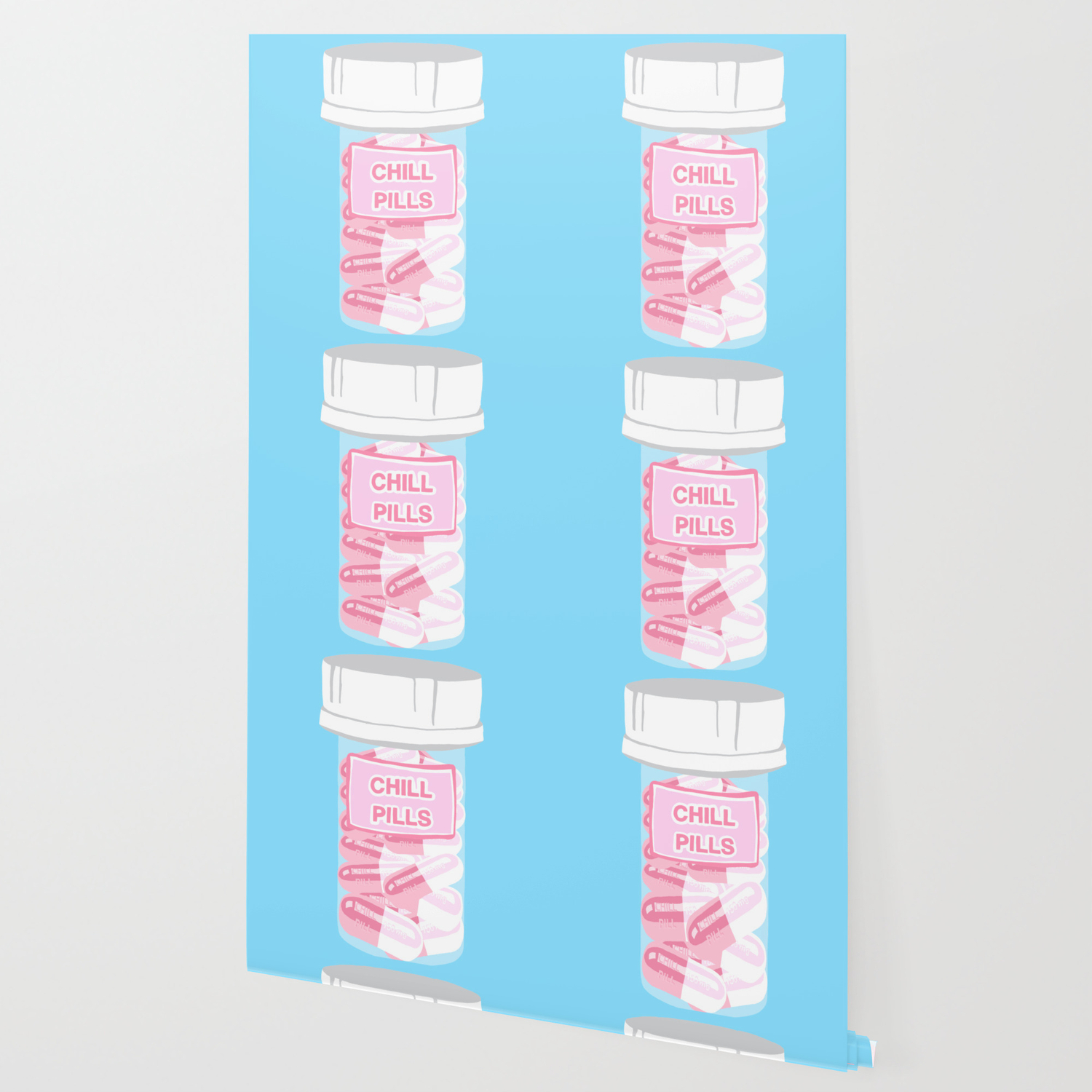 Chill Pill Bottle Blue Wallpaper by Jaymie Metz | Society6