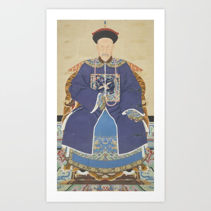 An Ancestor Portrait of an Official - Chinese, 19th century - Scroll painting - Mandarin Court Art Print