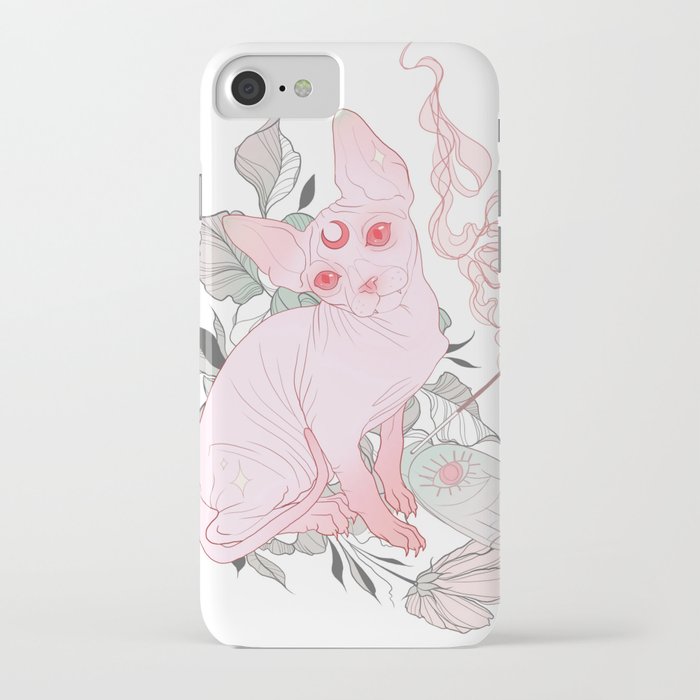 Incense Sphynx Cat │Neo Traditional│Pink iPhone Case