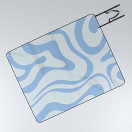 Soft Liquid Swirl Abstract Pattern Square in Powder Blue Picnic Blanket