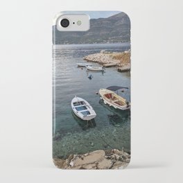 Boats in a bay, Korcula iPhone Case