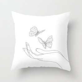 Butterflies on the Palm of the Hand Throw Pillow