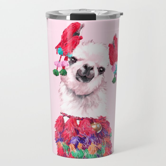 Llama in Colourful Costume Travel Mug