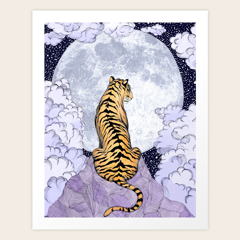 Tiger Moon Colour Version Art Print