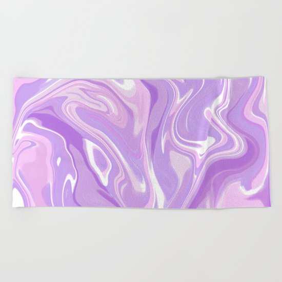 Blend of Pink Purple Velvet Violet Color Marble Beach Towel