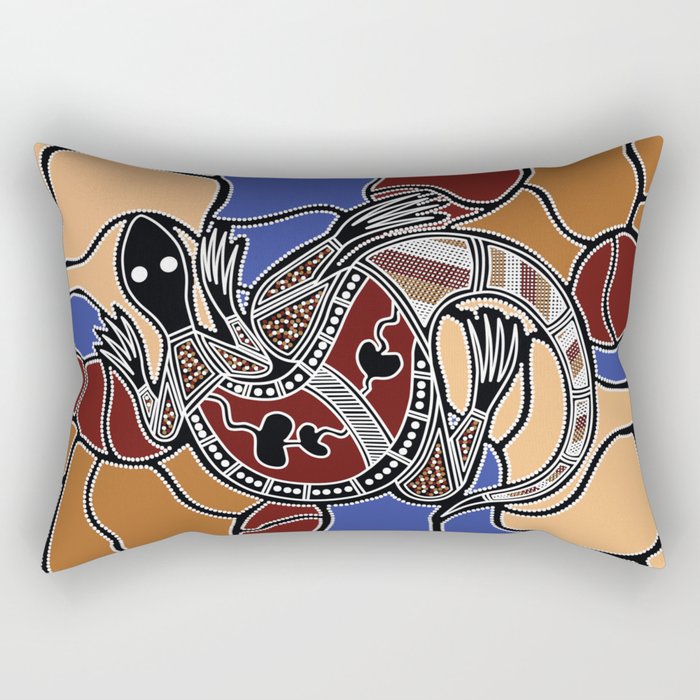 Aboriginal Art - Goanna (lizard) Dreaming Rectangular Pillow