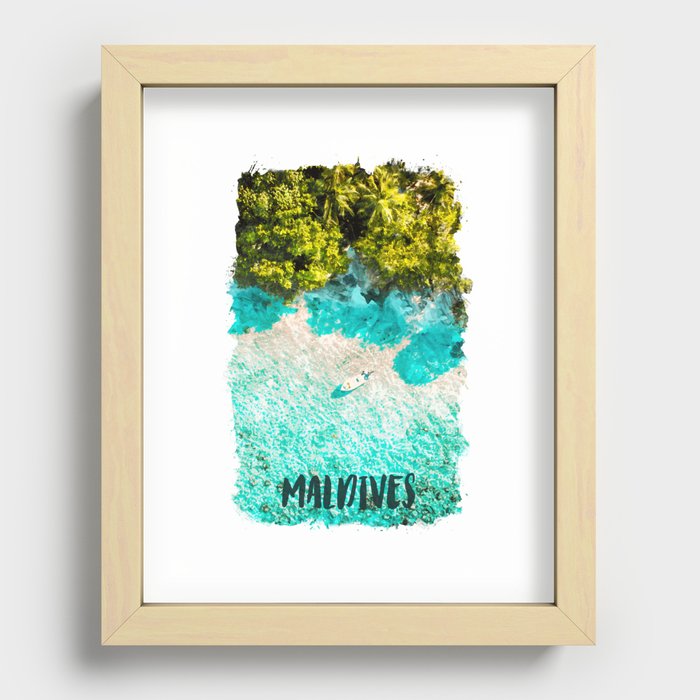 Maldives Africa city watercolor Recessed Framed Print
