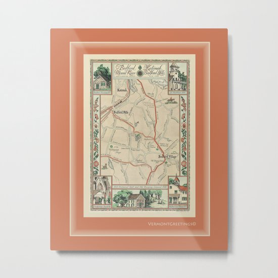 Bedford Village New York Map Print Metal Print