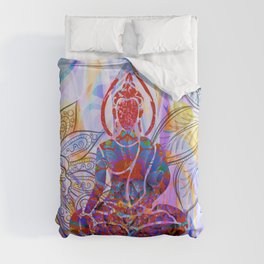 Buddha Meditation Aqua Liquid Mandala Design Duvet Cover