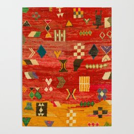 Oriental Orange Moroccan Berber rug Poster